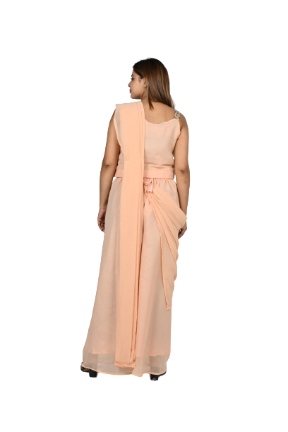 Peach Blossom Chiffon Drape Style Ensemble