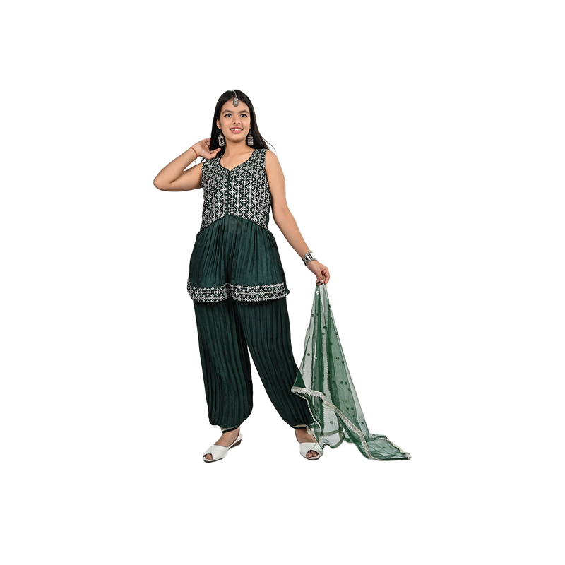 Elegant Bottle Green Georgette Sequin Embroidery Salwar Kameez