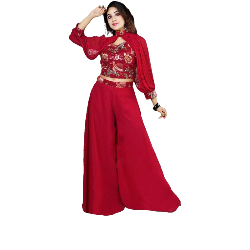 Red Georgette Suit