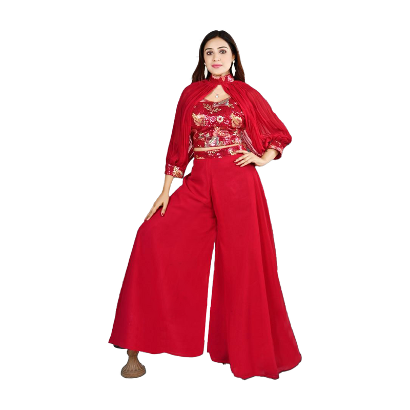 Red Georgette Suit